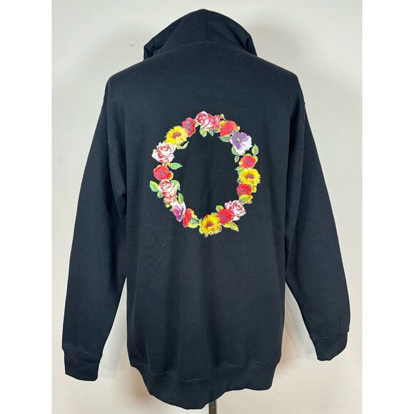 Rare Black Scale Flower Wreath Black Hooded Sweatshirt Hoodie Men’s Size Large L - Picture 2 of 10